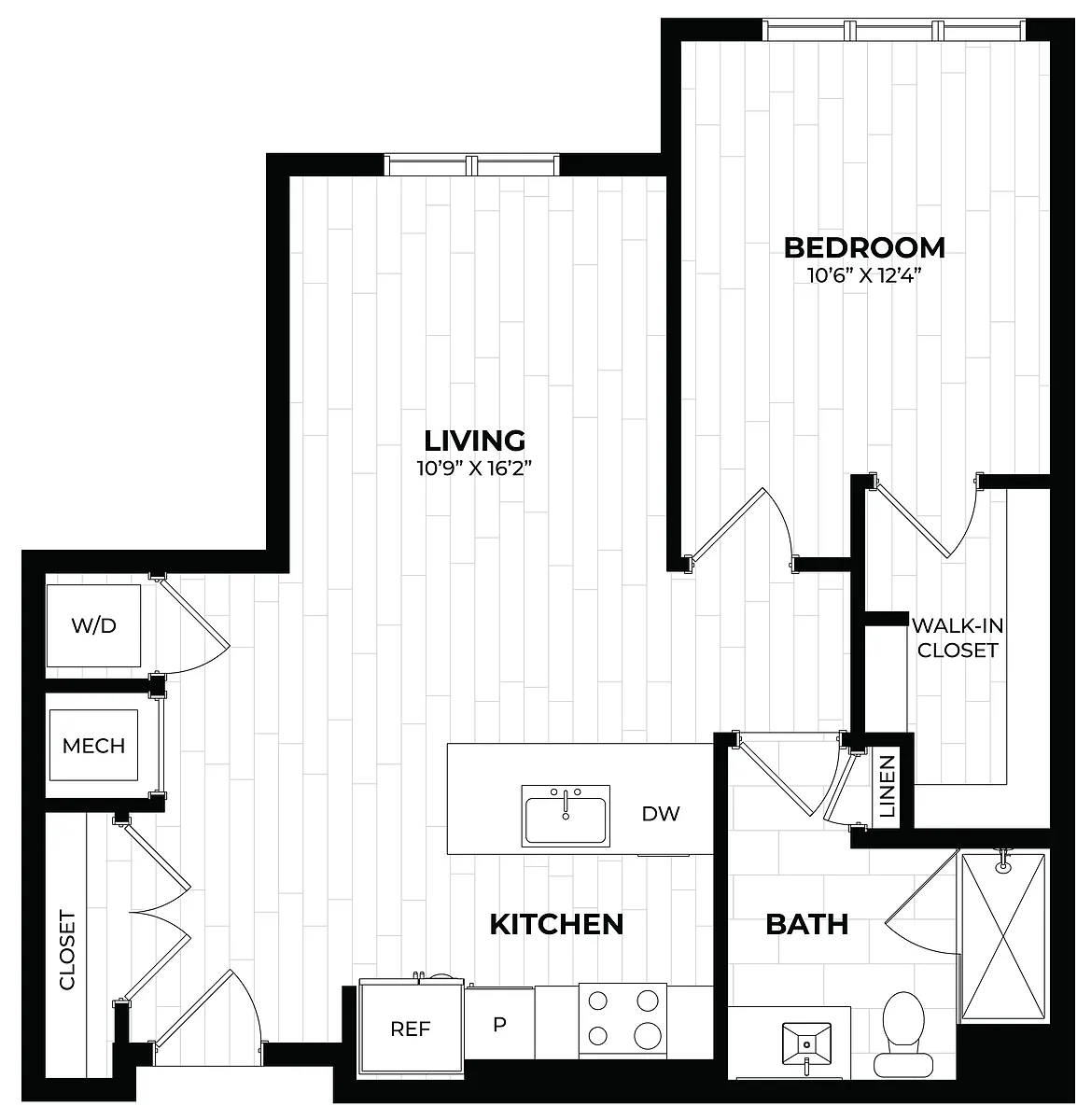 Floor plan 1 Bed/1 Bath-1.7
