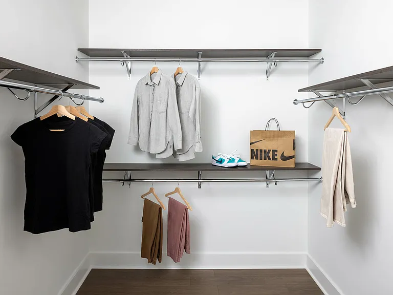 Large walk-in closets with custom shelving