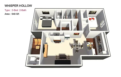 Floor plan Two Bed / Two Bath