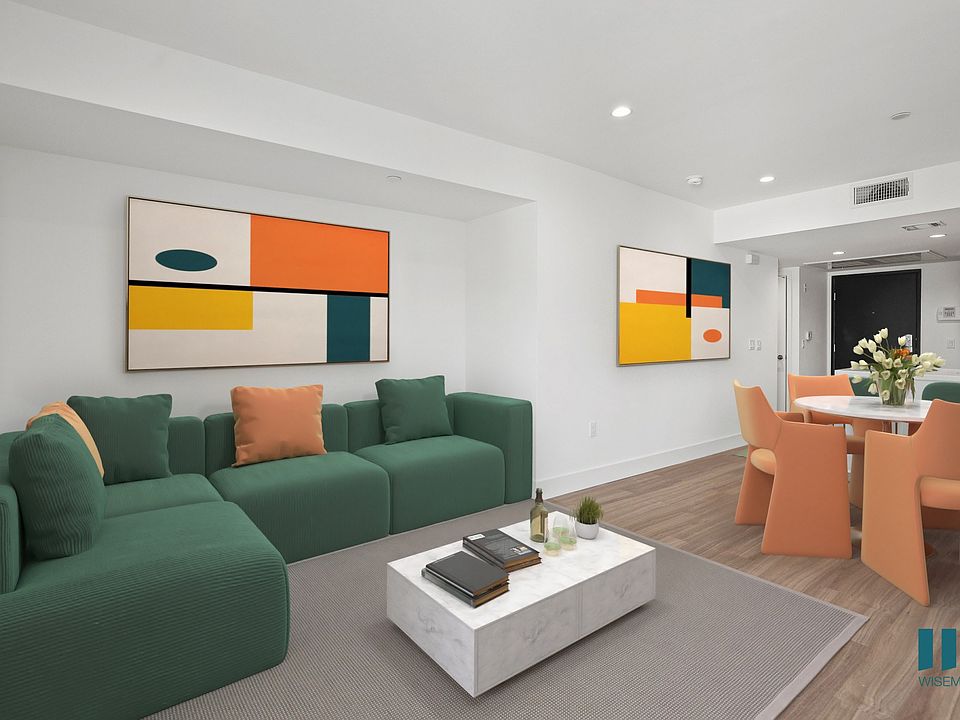 Living and Dining Room with Vinyl Flooring and Recessed Lighting