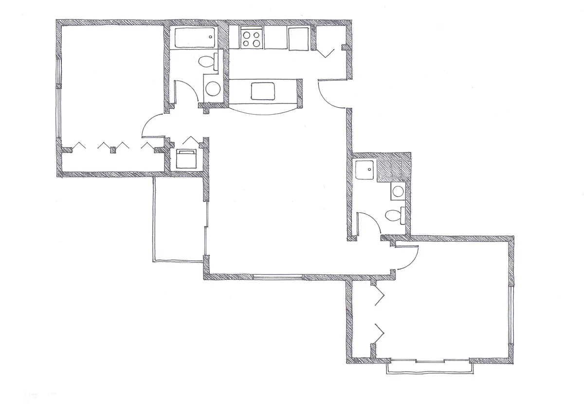 Floor plan 2 Bedroom 1.75 Bath