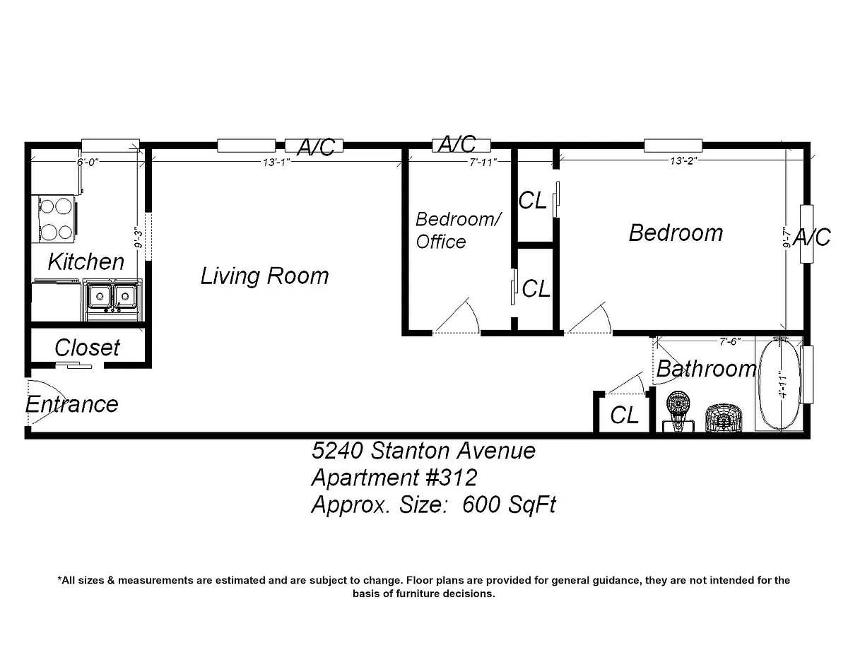 Floor plan 5240 Stanton Ave - 312 - Available 8-1-2026