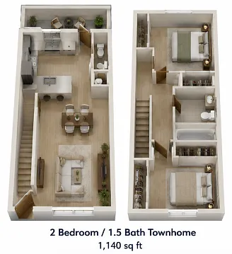 Floor plan 2Bd.1.5Ba