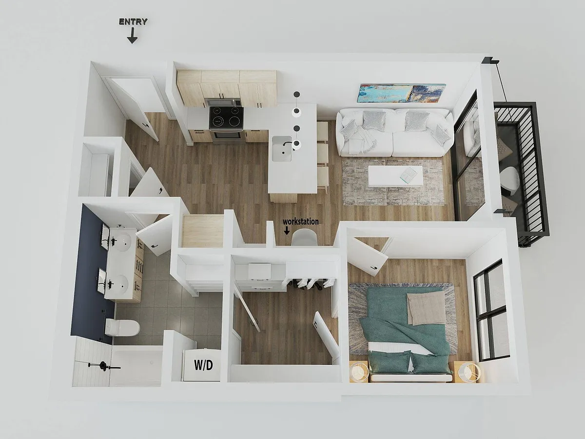 Floor plan 1BR/1BA - Pepin
