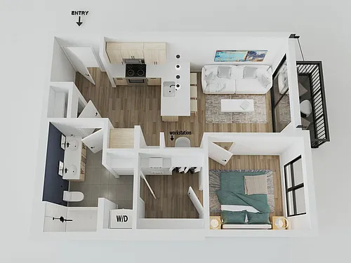 Floor plan 1BR/1BA - Pepin