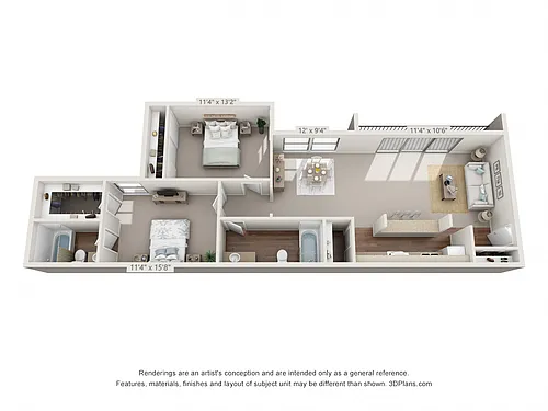 Floor plan 2 Bedroom, 2 Bath A