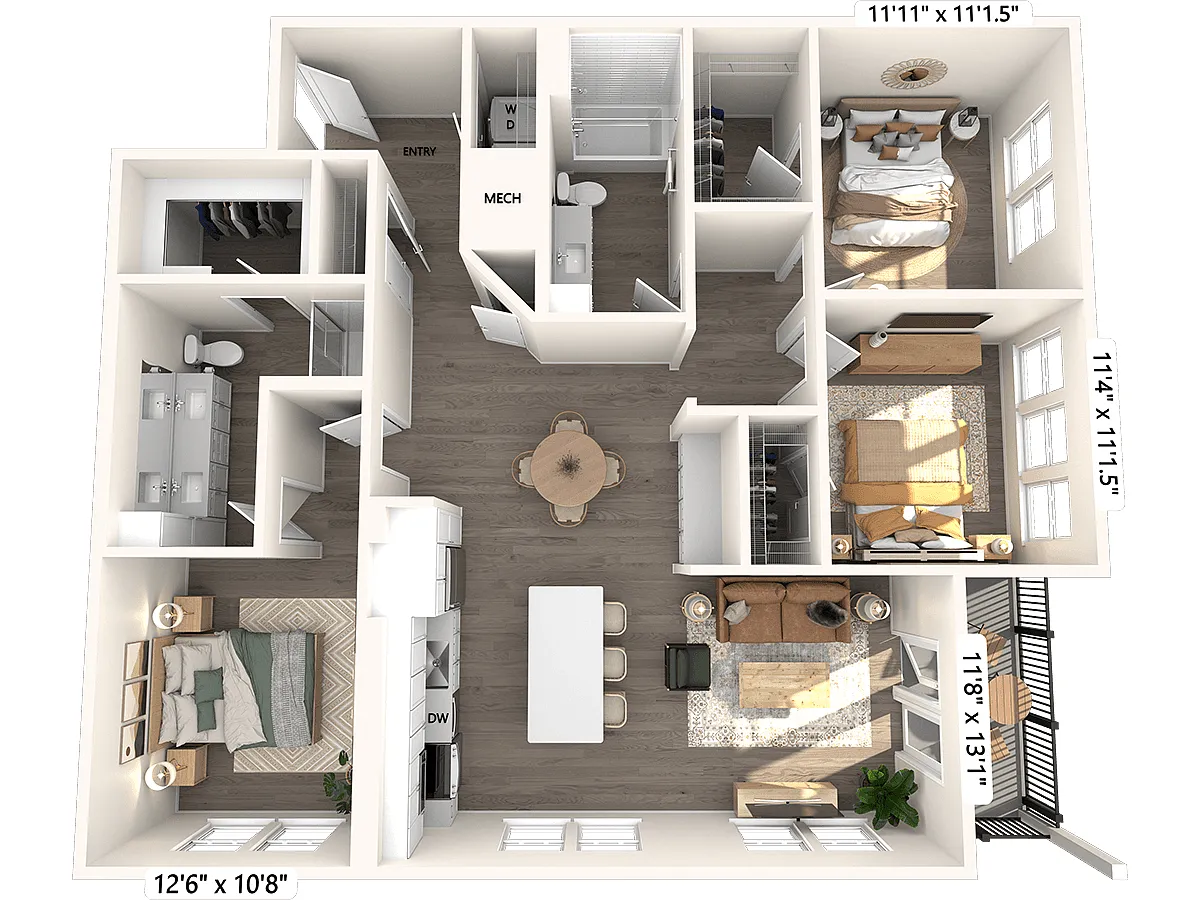 Floor plan C1-1421sf-207-607