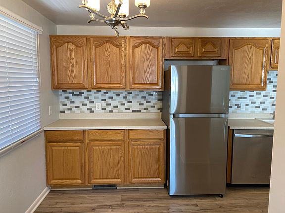 Kitchen with new floor and appliances