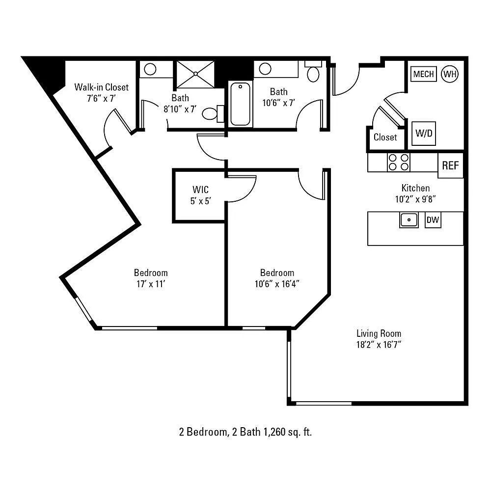 Floor plan 2 Bedroom 2 Bath