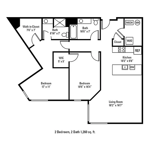 Floor plan 2 Bedroom 2 Bath