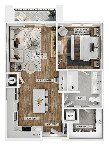 Floor plan 1BR/1BA - A4