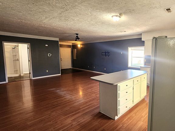 Living area and kitchen island