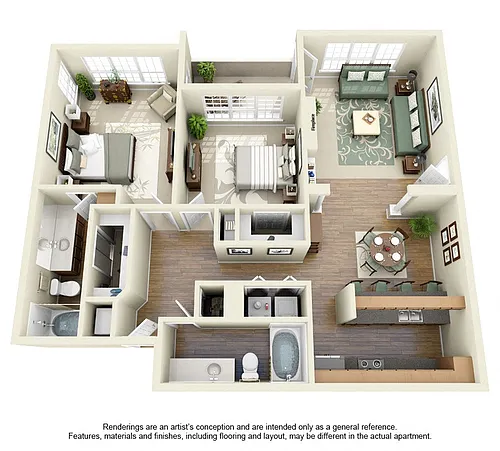 Floor plan Two Bedroom Two Bath B2