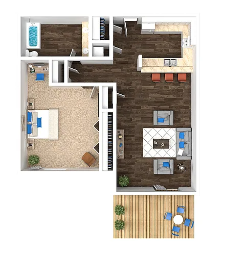 Floor plan 1 Bedroom 1 Bath 808