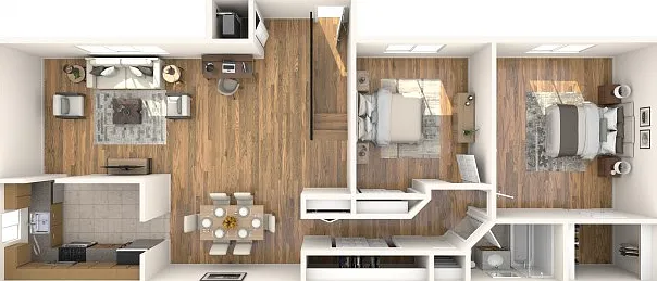 2 Bedrooms, 1 Bath 2 Bedrooms, 1 Bath
