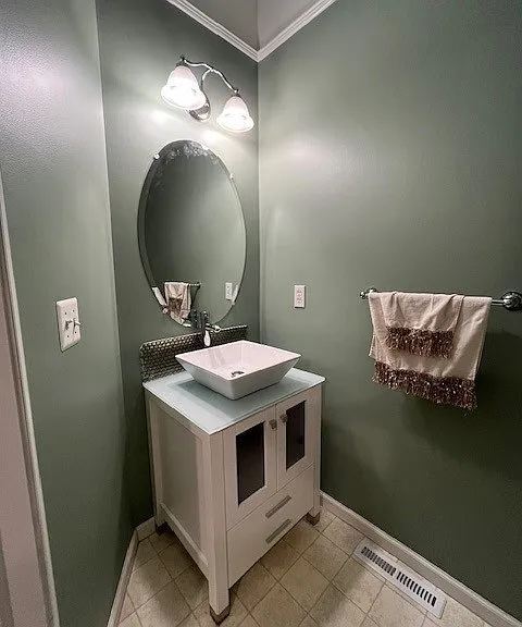 Second floor lavabo with brand new vessel sink cabinet