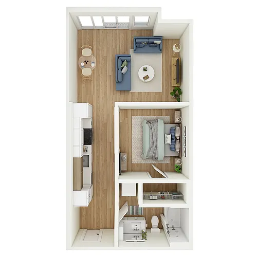 Floor plan 1 Bed 1 Bath - MFTE - a88.1
