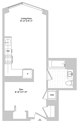Floor plan S7.1 | Studio | 1 Bath | Alcov
