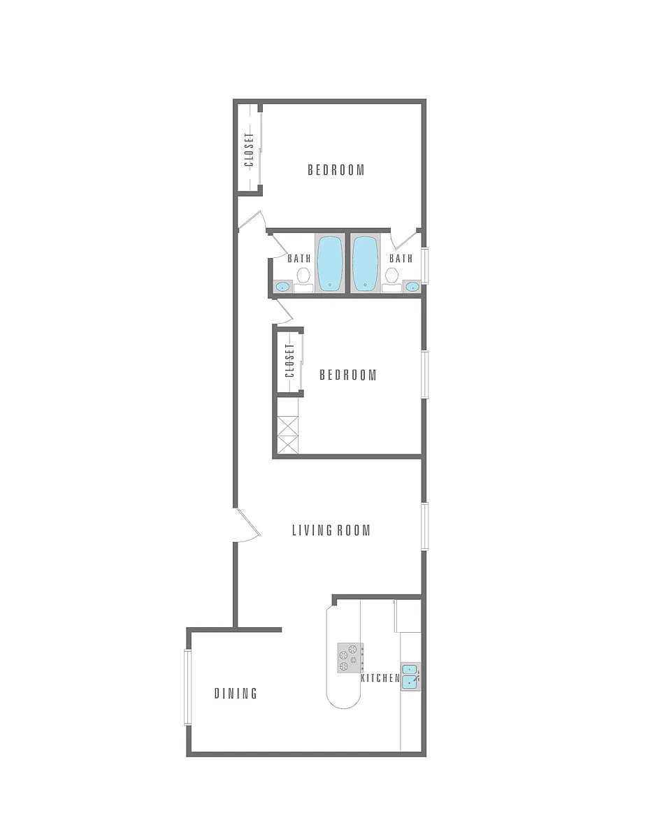 Floor plan 2 Bedroom 2 Bath