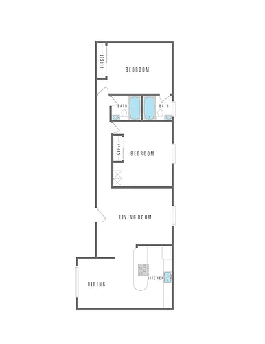 Floor plan 2 Bedroom 2 Bath