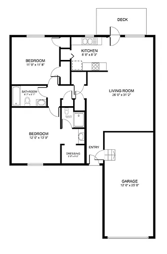 Floor plan 2 Bedroom 2 Bath