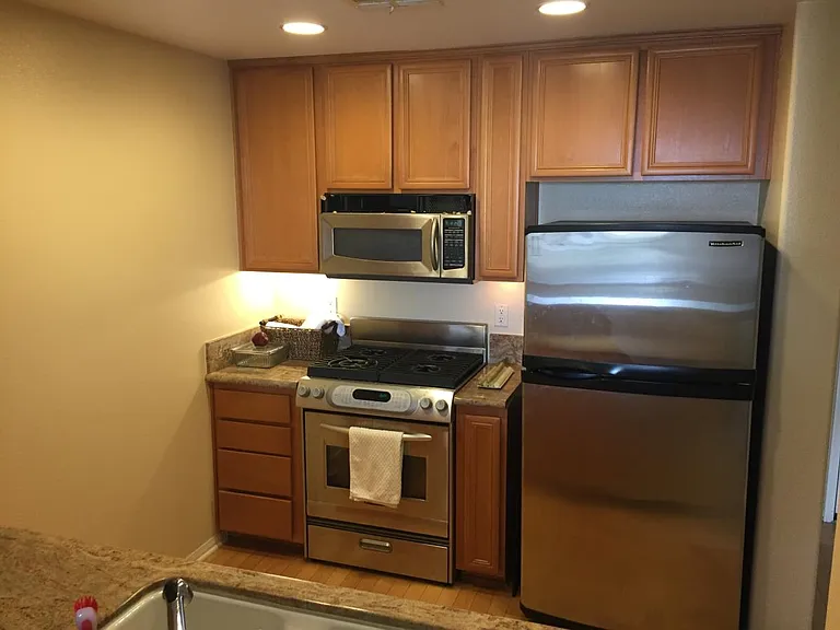 Kitchen with stainless steel appliances