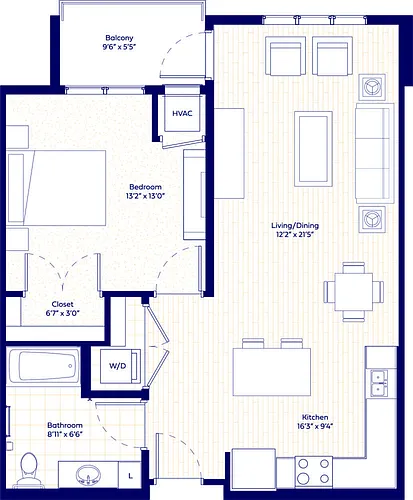 Floor plan 1 Bedroom-Market
