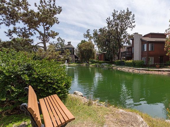 Bench and lake at entry