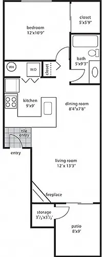 Floor plan 1 Bed / 1 Bath