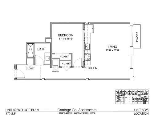 Floor plan c1-772 - 1 bed, 1 bath