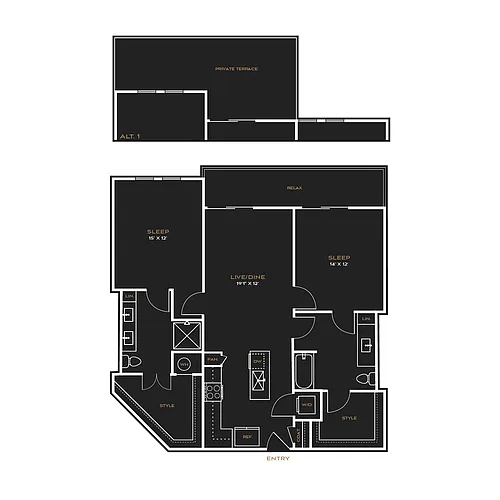 Floor plan 2BD - K