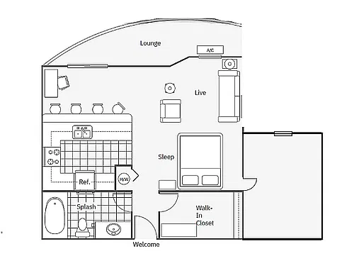 Floor plan Loft One Bed Junior Reno Unfurnished