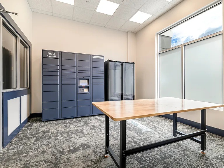 Amazon package hub with refrigeration station.
A locker for dry cleaning pick up and drop off will also be located in the lobby