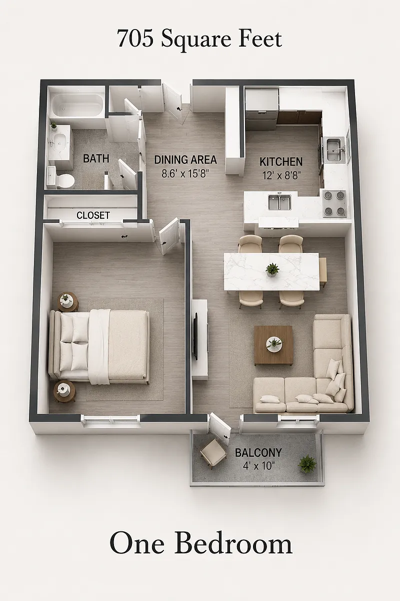 Floor plan 1 Bedroom Apartment