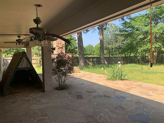 back patio with fireplace