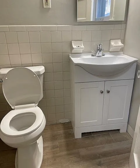 New flooring, as weel as a new vanity. The tub will be getting reglazed on 3/28/24.