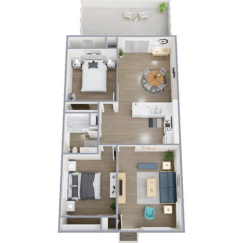 Floor plan 2 Bedroom 1 Bath Large