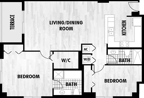 2 Bedroom, 2 Bath 2 Bedroom, 2 Bath
