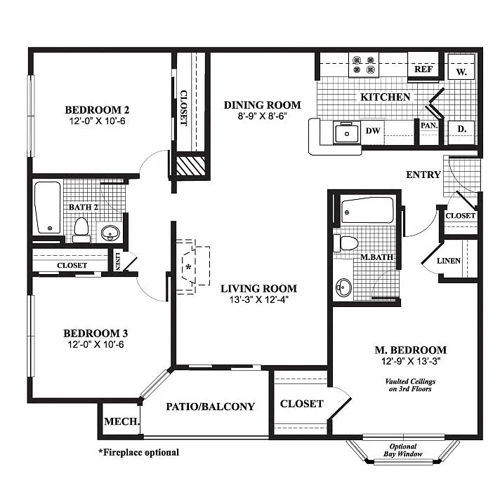 Floor plan Three Bedroom Renovated