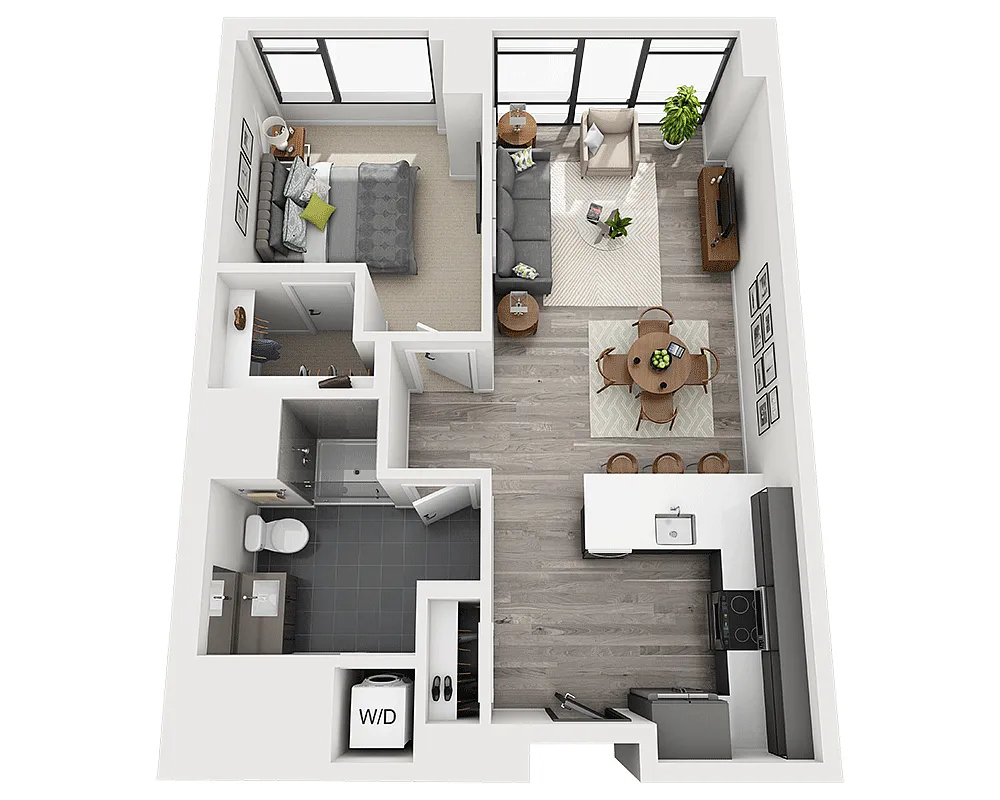 Floor plan One Bedroom A1AV