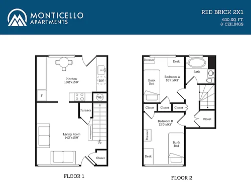 Floor plan Red Brick 2x1