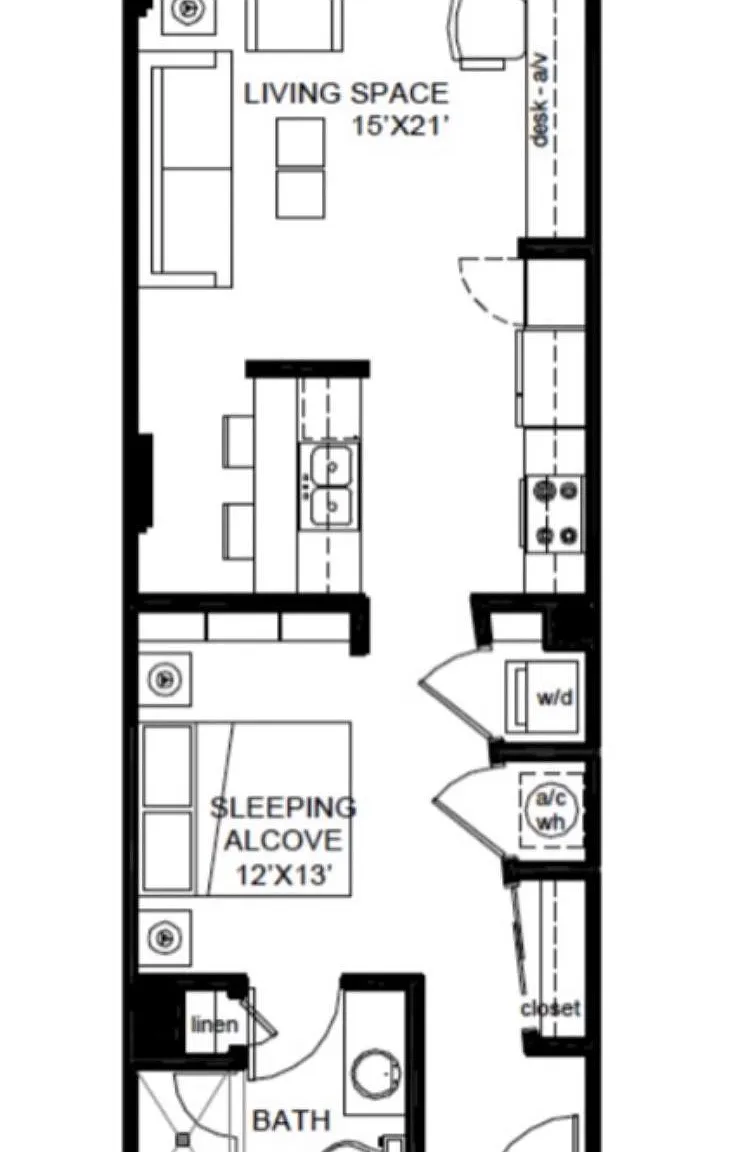 Studio, 615 sqft, $1,925 — Photo 3