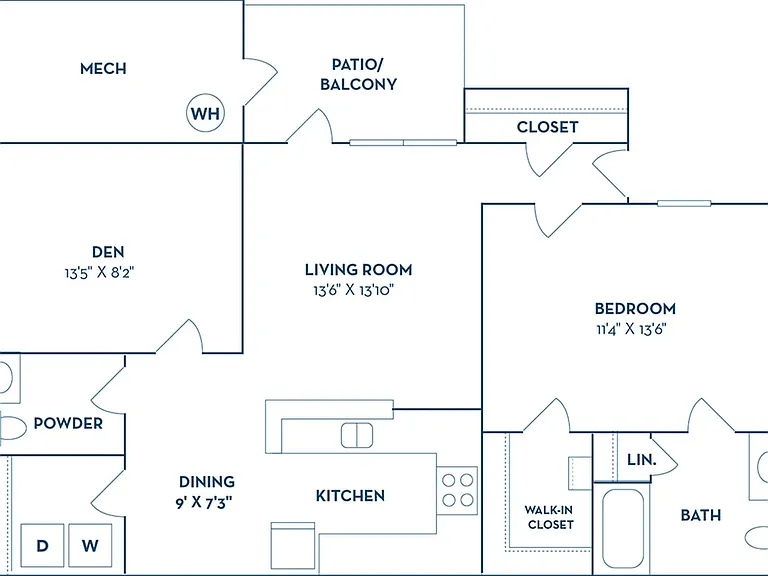 1 Bedroom | 1.5 Bath | Den | 919 SF 1 Bedroom | 1.5 Bath | Den | 919 SF