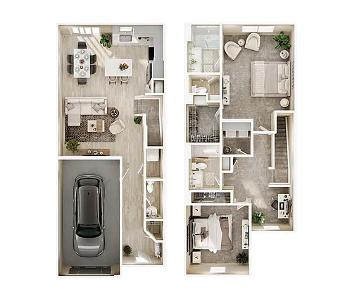 Floor plan 2 Bedroom 2.5 bathroom