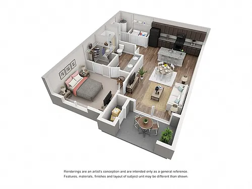 Floor plan 1 Bedroom 1 Bath | 783 sf.