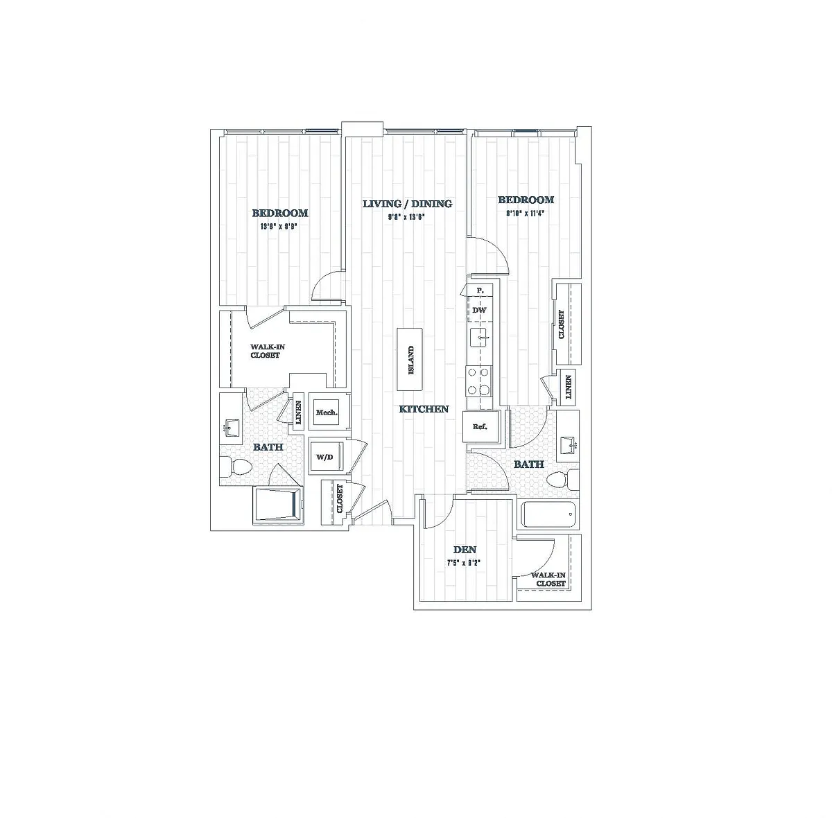 Floor plan 2 Bedroom - 2 Bath | bd2 (with Home Office)