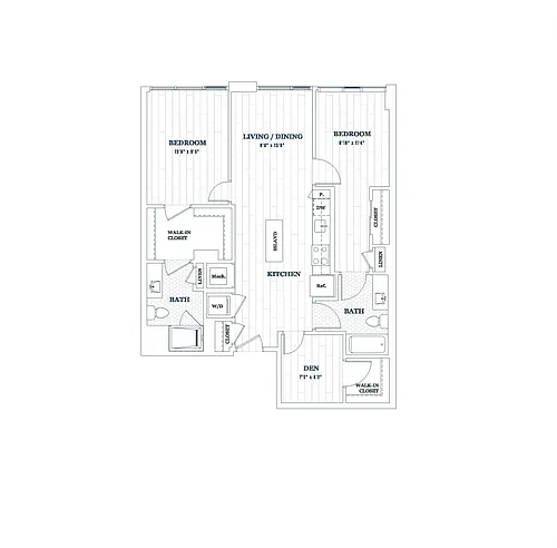 Floor plan 2 Bedroom - 2 Bath | bd2 (with Home Office)