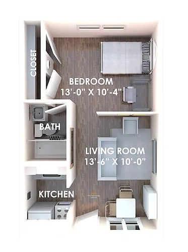 Floor plan One Bed - One Bath