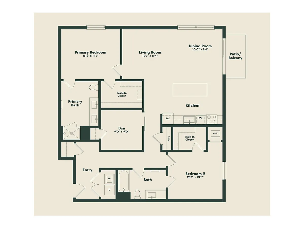Floor plan D-2 with Den