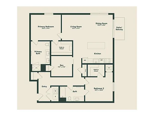 Floor plan D-2 with Den